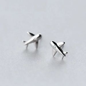 .925 sterling silver airplane stud earrings